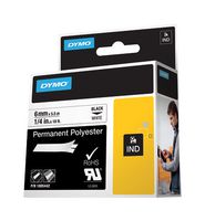 1805442 - Permanent Polyester Label Tape 6mm x 5.5m Black on White
