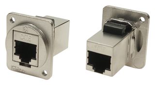 CP30222SM3 - Cat6e RJ45 to RJ45, Panel Mount Feedthrough Connector, Black Metal