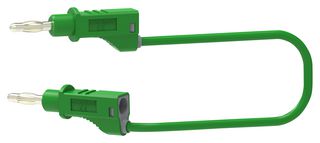 72-13762 - 4mm Stacking Banana Plug to Plug Patchcord, Green, 1mm2 Cable,  2m, 20A