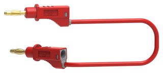 72-13812 - 4mm Stacking Banana Plug to Plug Patchcord, Red, 2.5mm2 Cable, 1m, 36A