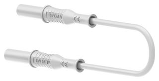 72-14024 - 4mm Straight Banana Plug to Plug Safety Patchcord, White, 2.5mm2 Cable, 500mm, 36A