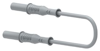 72-14012 - 4mm Straight Banana Plug to Plug Safety Patchcord, Grey, 2.5mm2 Cable, 2m, 36A