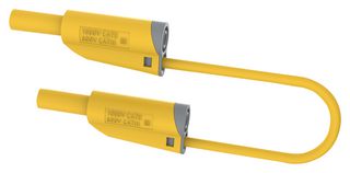 72-14070 - 4mm Banana Plug to Plug Safety Patchcord, Yellow, 1mm2 Cable, 500mm, 20A