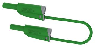 72-14056 - 4mm Banana Plug to Plug Safety Patchcord, Green, 1mm2 Cable, 1m, 20A