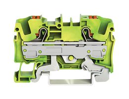 2206-1207 - 2 Conductor Ground Terminal Block with Push Button and Test Port, 800V, 41A, 20AWG to 8AWG,  Green