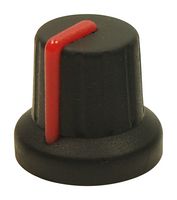MC72602S - 16mm Soft Touch Instrument Knob, Black / Red, 6mm Shaft