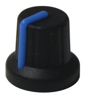 MC72603S - 16mm Soft Touch Instrument Knob, Black / Blue, 6mm Shaft