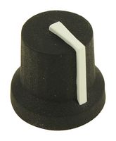 MC170841CR - 16.2mm Soft Touch Rubber Instrument Knob, 6mm Splined, Black / White