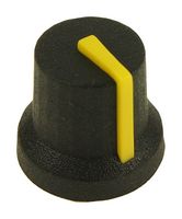 MC170850BR - 16.2mm Soft Touch Rubber Instrument Knob, D Shaft, Black / Yellow