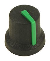 MC170852BR - 16.2mm Soft Touch Rubber Instrument Knob, D Shaft, Black / Green