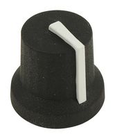 MC170849BR - 16.2mm Soft Touch Rubber Instrument Knob, D Shaft, Black / White