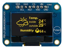 MDOB128064VV-YM - OLED Graphic Display Module, 128 x 64, Yellow on Black, I2C, SPI, Passive Matrix