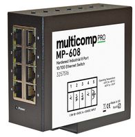 MP-608 - 8 Port Hardened Industrial Unmanaged Ethernet Switch, DIN Mountable