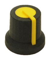 MP170826CR - 16.2mm Instrument Knob, 6mm Splined, Black / Yellow