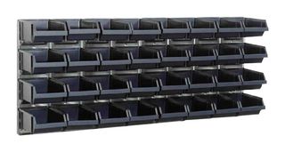 139182 - Wall Mounted Louvred Storage Panel with 32 Bins