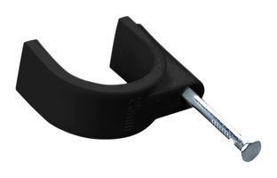 PELB0169 - Round Cable Clips, 4mm, Black, Pack of 100