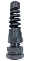 PELB0251 - Nylon Cable Gland with Spiral Strain Relief, PG9, 4-8mm Cable Range, Black, IP68