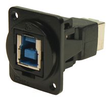 CP30204NM3B - USB B 3.0 Socket to USB B 3.0 Socket Feedthrough Connector, Metal, Black, Plain Holes