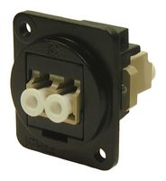 CP30214M3B - Multi Mode LC Duplex to Multi Mode LC Duplex Feedthrough Connector, Metal, Black, Plain Holes