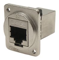 CP30220SM3 - RJ45 Cat5e Socket to RJ45 Cat5e Socket Feedthrough Connector, Shielded, Metal, Silver, Plain Holes