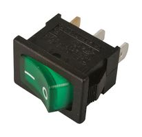 MP004429 - Rocker Switch, On Off, SPST, Panel Mount, 19mm x 13mm, Green Illuminated, 12V DC