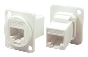 CP30220XW - RJ45 Cat5e Socket to RJ45 Cat5e Socket Feedthrough Connector, Plain Holes, White