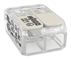 221-482 - 2 Pole Terminal Block / Splicing Connector with Grey Lever Lock, 4mm, 440V, 20A