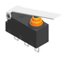 MP006221 - Snap Action Microswitch, Long Hinge Lever, SPDT, Short Posts on Left, Solder Lug, 2A at 12V