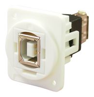 CP30207NXW - USB 2.0 Type B Socket to USB 2.0 Type A Socket Slim Feedthrough Connector, Plain Holes, Plastic, White