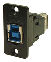 CP30606NMB - USB 3.0 Type B Socket to USB 3.0 Type A Socket Slim Feedthrough Connector, CSK Holes, Black Metal Frame