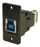 CP30606NMBX1 - USB 3.0 Type B Socket to USB 3.0 Type A Socket Slim Feedthrough Connector, 3.2mm Plain Holes, Nickel Frame