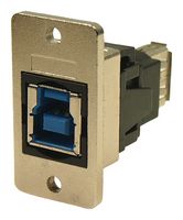 CP30606NMX1 - USB 3.0 Type B Socket to USB 3.0 Type A Socket Slim Feedthrough Connector, 3.2mm Plain Holes, Black Metal Frame