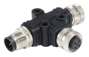 PXPPVC12TSFM05AFBIFB - Sensor Splitter, T - Style, Panel Mount, 5 Position M12 Socket, 2x 5 Position M12 Plug