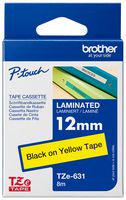 TZE631 - P-Touch Label Tape Black on Yellow 1/2" / 12mm