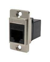 CP30720M - Dual Entry Cat5e RJ45 Socket to Cat5e RJ45 Socket Slim Feedthrough Connector, Nickel Frame, CSK Holes