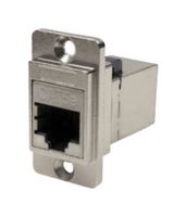 CP30720SM - Dual Entry Shielded Cat5e RJ45 Socket to Shielded Cat5e RJ45 Socket Slim Feedthrough Connector, Nickel Frame, CSK Holes