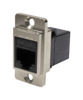CP30722M - Dual Entry Cat6 RJ45 Socket to Cat6 RJ45 Socket Slim Feedthrough Connector, Nickel Frame, CSK Holes