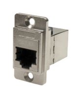 CP30725SM - Dual Entry Shielded Cat6a RJ45 Socket to Shielded Cat6a RJ45 Socket Slim Feedthrough Connector, Nickel Frame, CSK Holes