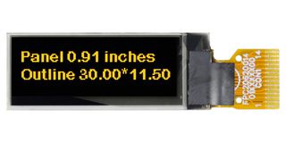 MDOG128032A1V-YI - OLED Graphic Display, 128x32, Yellow on Black, 3V, I2C,