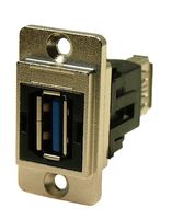 CP30705NM - Dual Entry USB 3.0 Type A Socket to USB 3.0 Type A Socket Feedthrough Conector, Nickel Frame, CSK Holes
