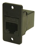 CP30622X1 - Slim RJ45 Cat6 Socket to RJ45 Cat6 Socket Feedthrough Connector, Black, Plastic, 3.2mm Plain Holes