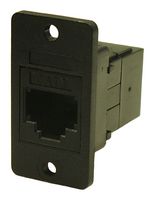 CP30623X1 - Slim CAT 3 RJ11 Socket to CAT 3 RJ11 Socket Feedthrough Connector, Black, Plastic Frame, 3.2mm Plain Holes