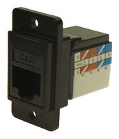 CP30727MB3 - Dual Entry Slim RJ45 Cat6 to IDC Feedthrough Connector, Black, Metal Frame, M3 Holes
