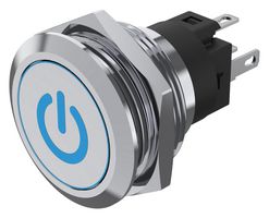 82-6151.1A24.B002 - Vandal Resistant Standby Push Button Switch, SPDT, Momentary, 24V DC, Blue, 22mm