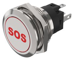 82-6151.1A14.B015 - LED Vandal Resistant Push Button Switch, SPDT, Momentary, 24V DC, SOS