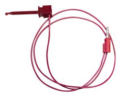 BU-1120-A-60-2 - Miniature Plunger Clip to Stackable 4mm Banana Plug Lead, 60", 300V, 5A, Red