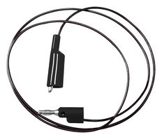 BU-2030-A-24-0 - Crocodile Clip to Stackable 4mm Banana Plug Lead, 24", 300V, 5A, Black