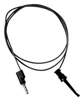 BU-P3782-36-0 - Miniature Plunger Clip to Stackable 4mm Banana Plug Lead, 36", 300V, 5A, Black