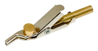 JP-25182-J - Telecom Clip with 4mm Banana Jack, Nickel-Plated Steel, 5A