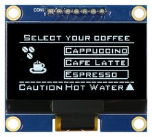 MDOB128064BV-WS - OLED Graphic Display Module, 128 x 64, Black on White, SPI, Passive Matrix